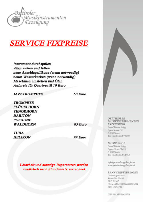 Service Maschinen Blechblasinstrumente